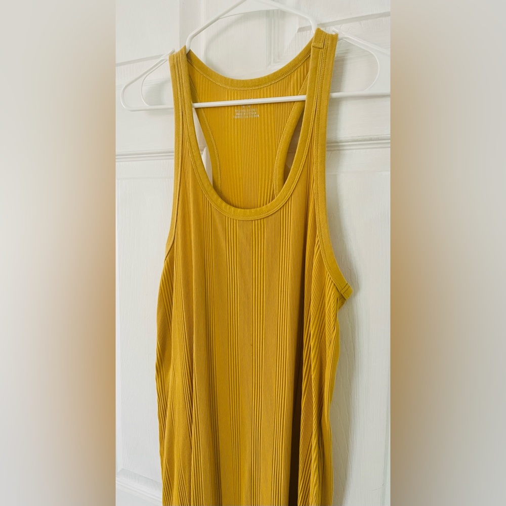 NWOT Aerie Ribbed Racerback Tank Midi Dress Size Medium Mustard Yellow Coverup